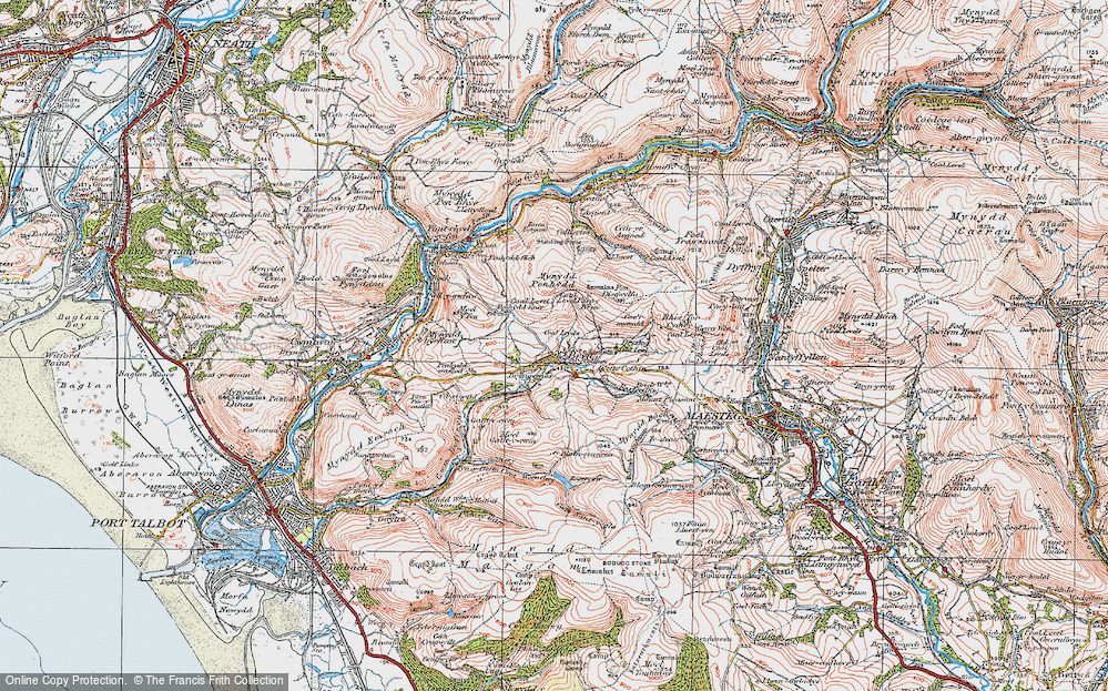 Old Map of Historic Map covering Bryngyrnos in 1922