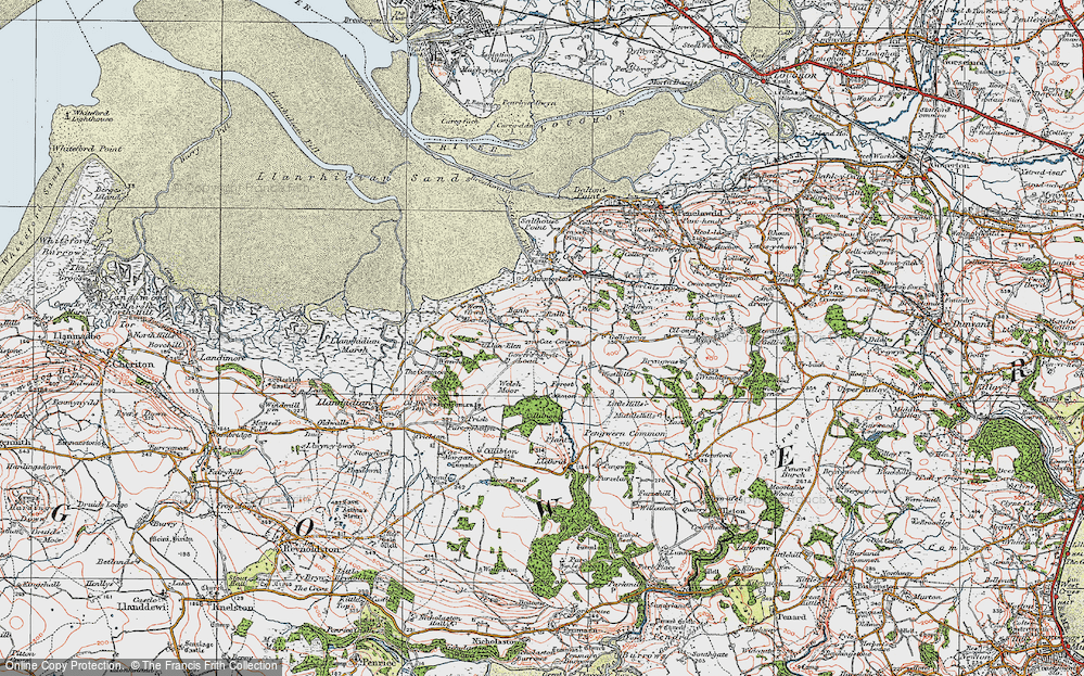 Old Map of Historic Map covering Welsh Moor in 1923