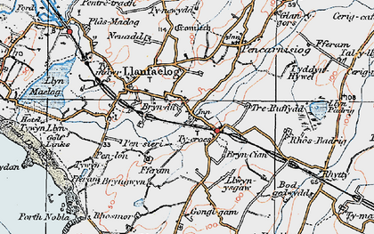 Old map of Barclodiad y Gawres in 1922