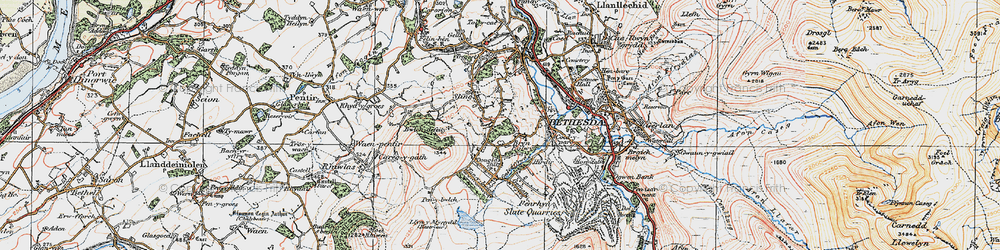 Old map of Bryn Eglwys in 1922