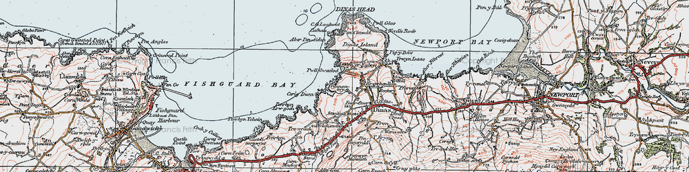Old map of Aber Pensidan in 1923