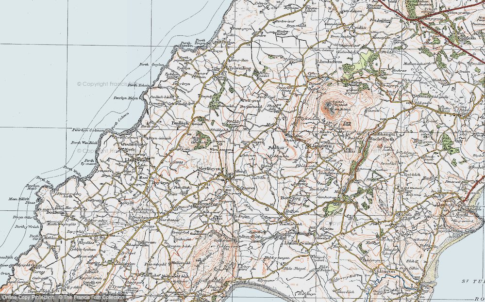 Old Map of Historic Map covering Crugeran in 1922