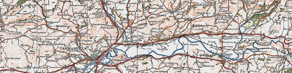 Old map of Bryn Myrddin in 1923