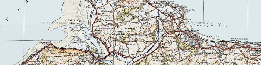 Old map of Bryn Pydew in 1922