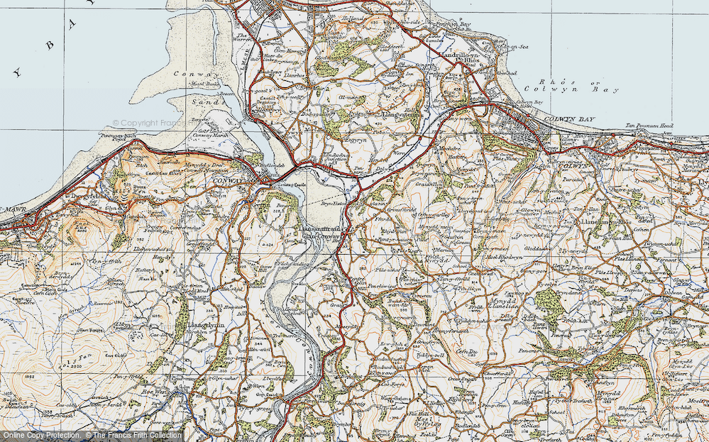 Old Map of Historic Map covering Bryn Eisteddfod in 1922