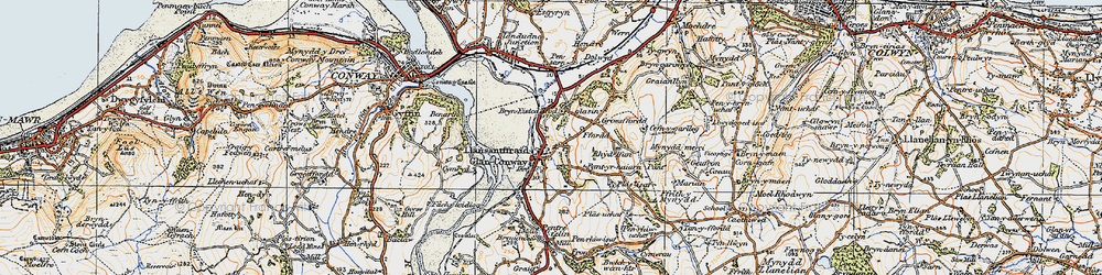 Old map of Bryn-rhys in 1922