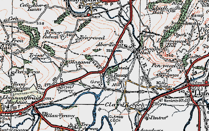 Old map of Bryn Tanat in 1921