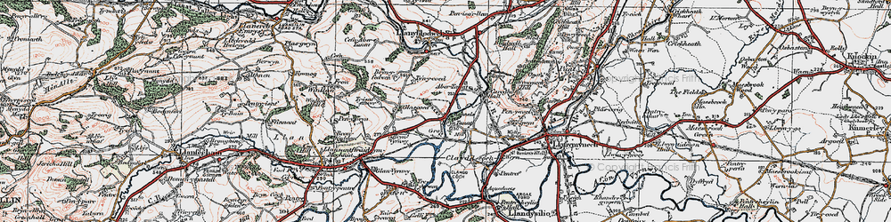Old map of Bryn Tanat in 1921