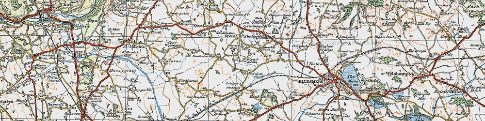 Old map of Bryn-y-cochin in 1921