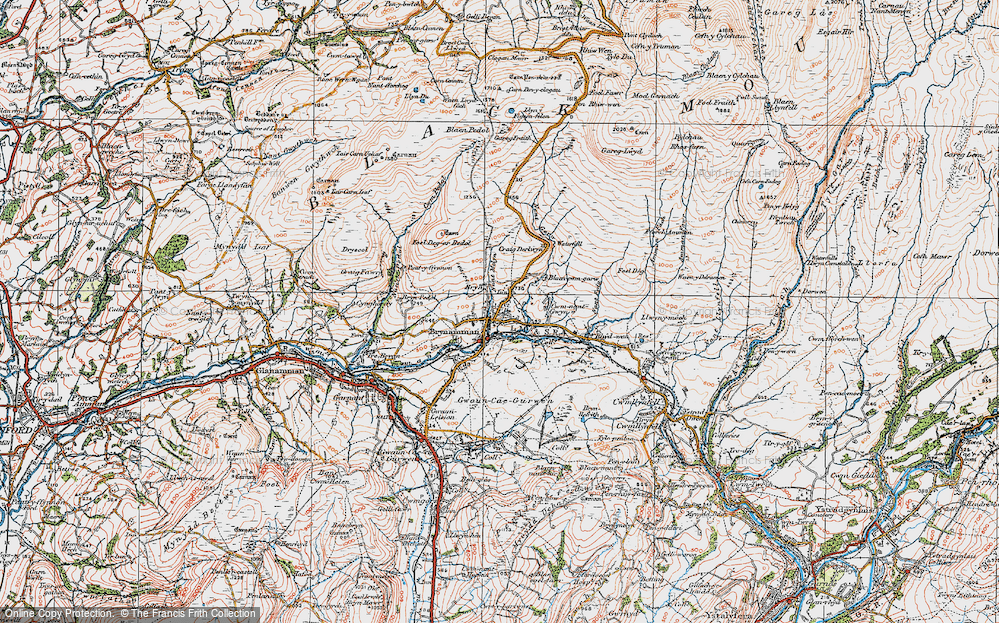 Old Map of Historic Map covering Blaenpedol in 1923