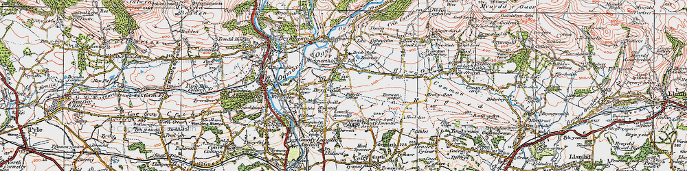 Old map of Bryncoch in 1922