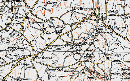 Old map of Bryncroes in 1922