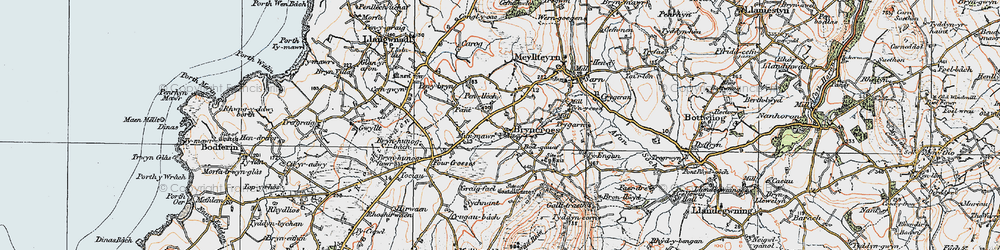 Old map of Bodgaeaf in 1922