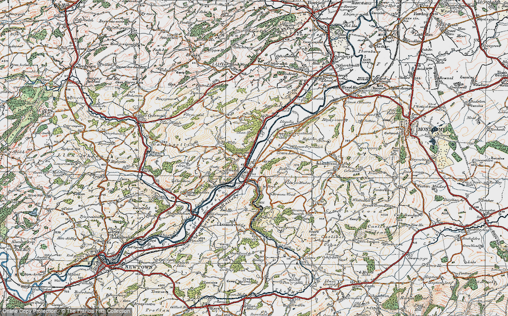 Old Map of Historic Map covering Pennant in 1921