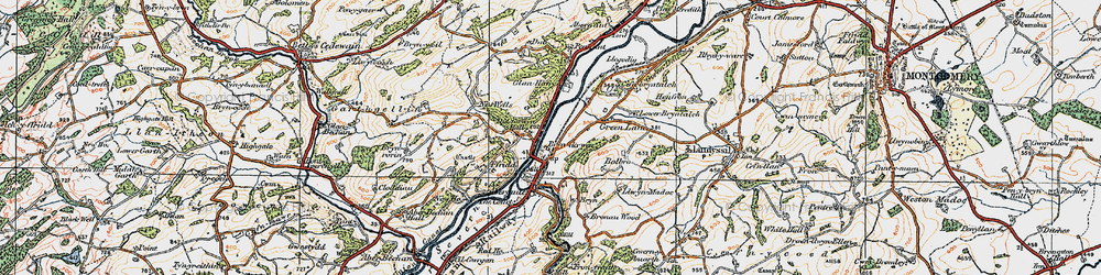 Old map of Brynderwen in 1921