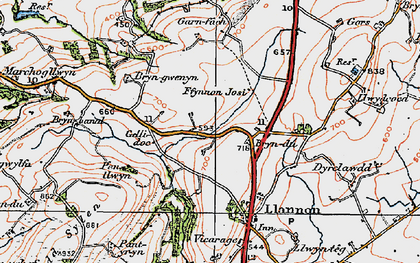 Old map of Bryndu in 1923