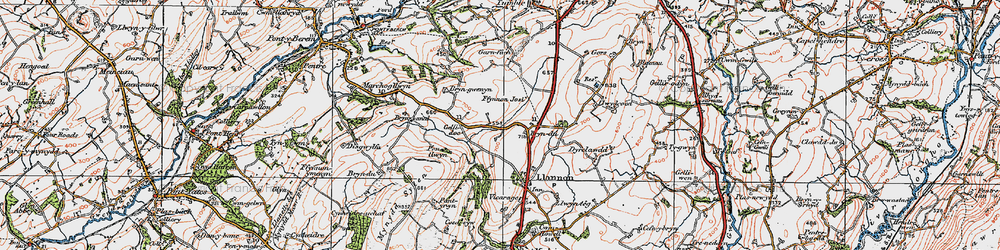 Old map of Bryn-gwenyn in 1923