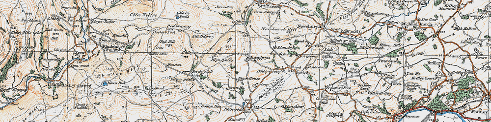 Old map of Bryngwyn Hill in 1919