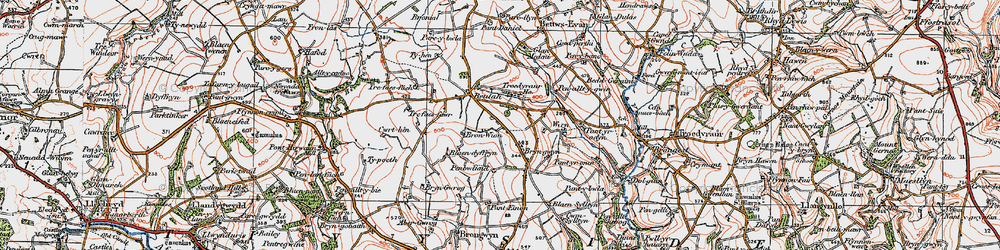 Old map of Bryngwyn in 1923