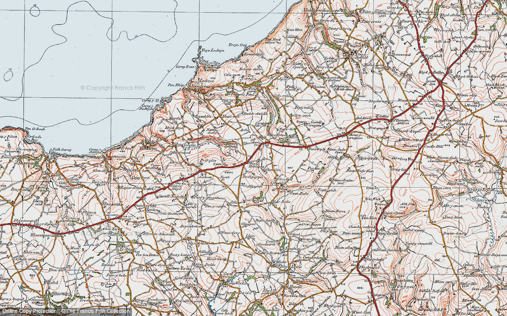 Old Map of Historic Map covering Brynceri in 1923