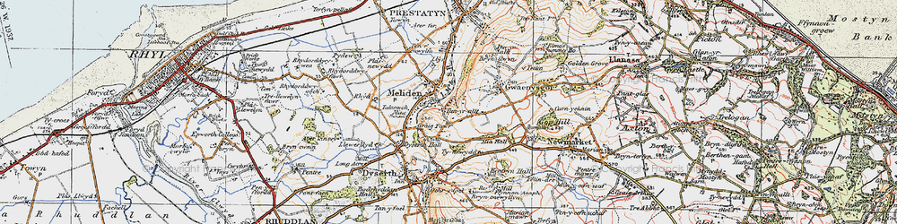Old map of Bryniau in 1922