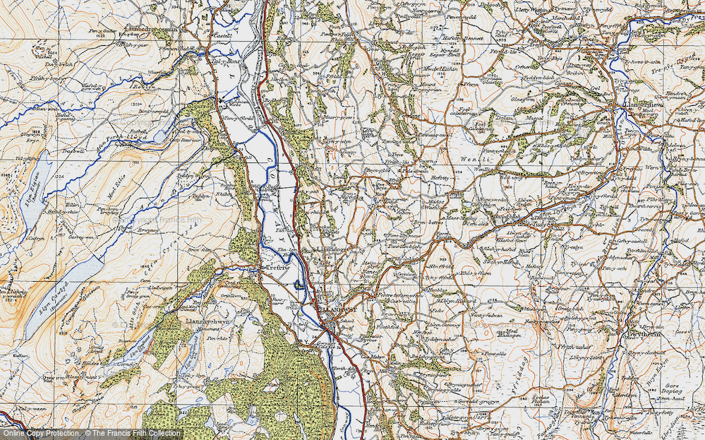 Old Map of Historic Map covering Tuhwnt i' Ffawnog in 1922