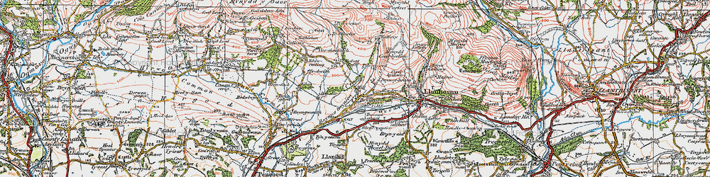 Old map of Brynna in 1922