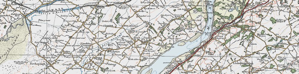 Old map of Brynsiencyn in 1922