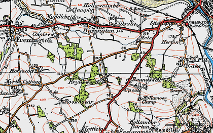 Old map of Brynsworthy in 1919