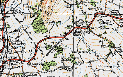 Old map of Ysgyryd Fawr in 1919