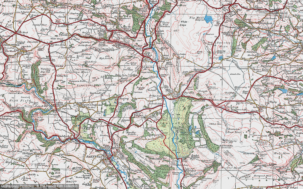 Old Map of Historic Map covering Bramley Dale in 1923