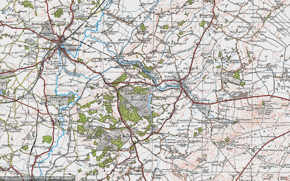 Old Map of Historic Map covering Bowood Lake in 1919