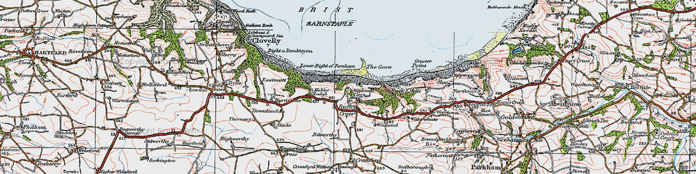 Old map of Bitworthy in 1919