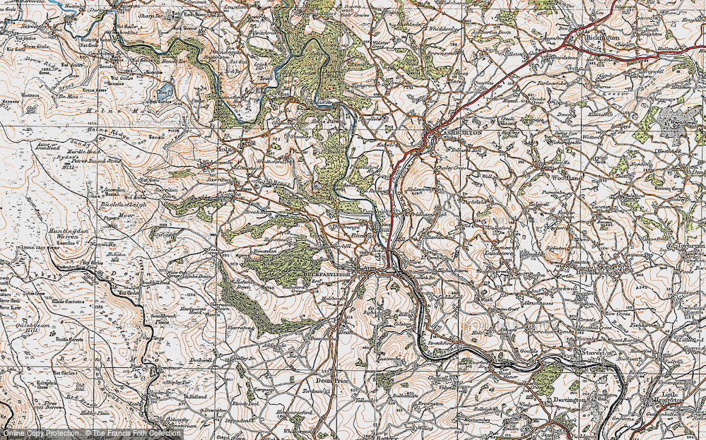 Old Map of Historic Map covering Blackmoor in 1919