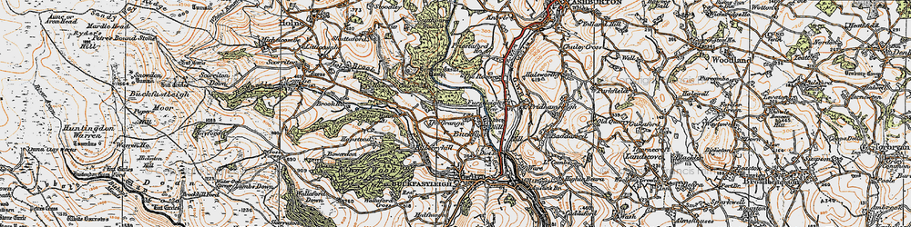 Old map of Baddaford in 1919