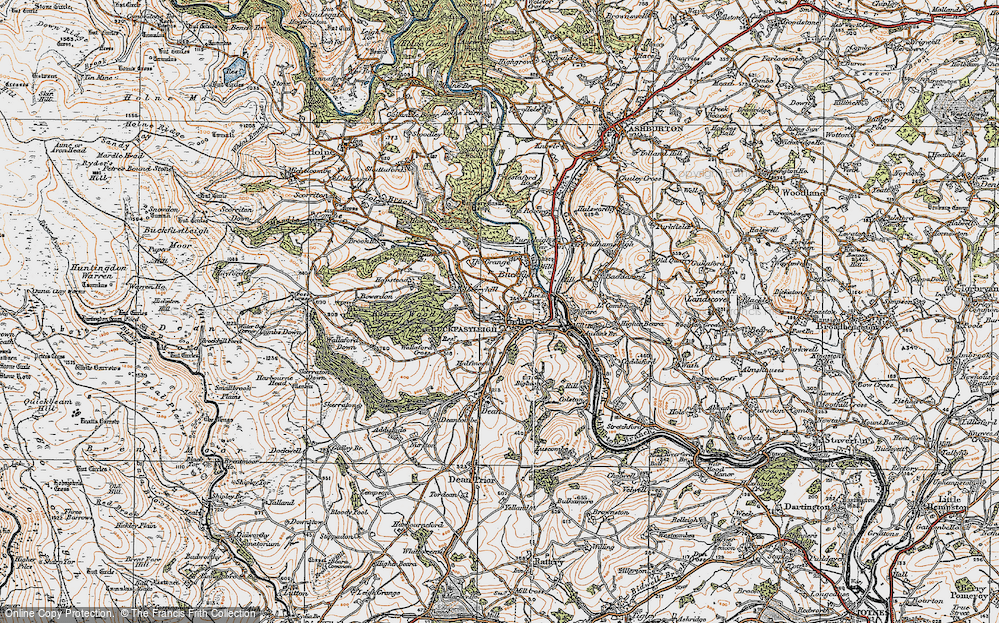 Old Map of Historic Map covering Bigadon Ho in 1919