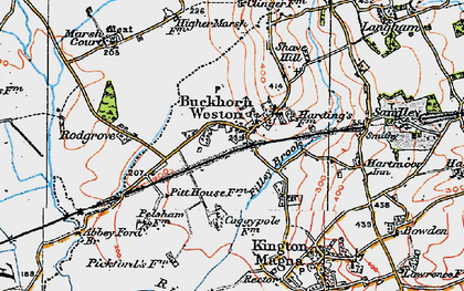 Old map of Buckhorn Weston in 1919