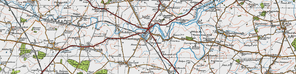 Old map of Buckingham in 1919