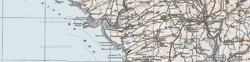 Old map of Aunemouth in 1919
