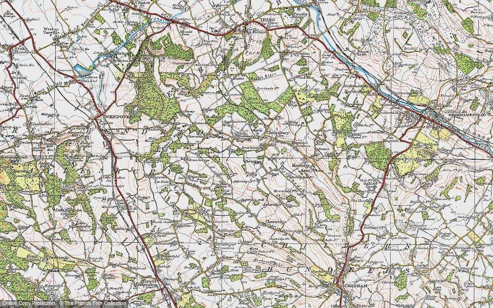 Old Map of Historic Map covering Braziers End Ho in 1920
