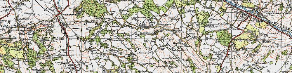Old map of Buckland Common in 1920