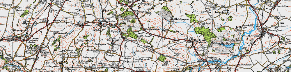 Old map of Buckland Down in 1919