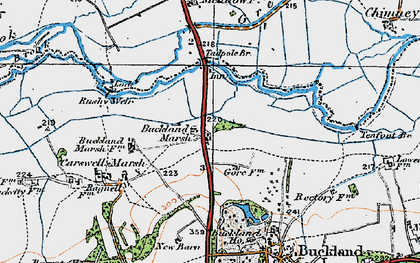 Old map of Buckland Marsh in 1919