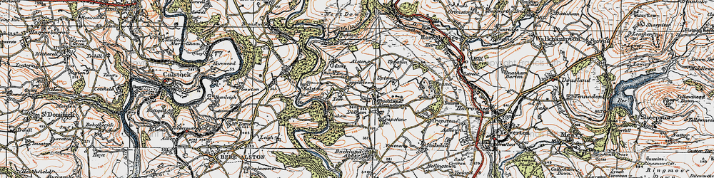 Old map of Buckland Monachorum in 1919