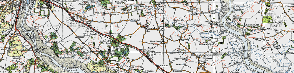 Old map of Bucklesham in 1921