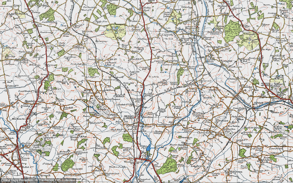 Old Map of Historic Map covering Botley Hill in 1919