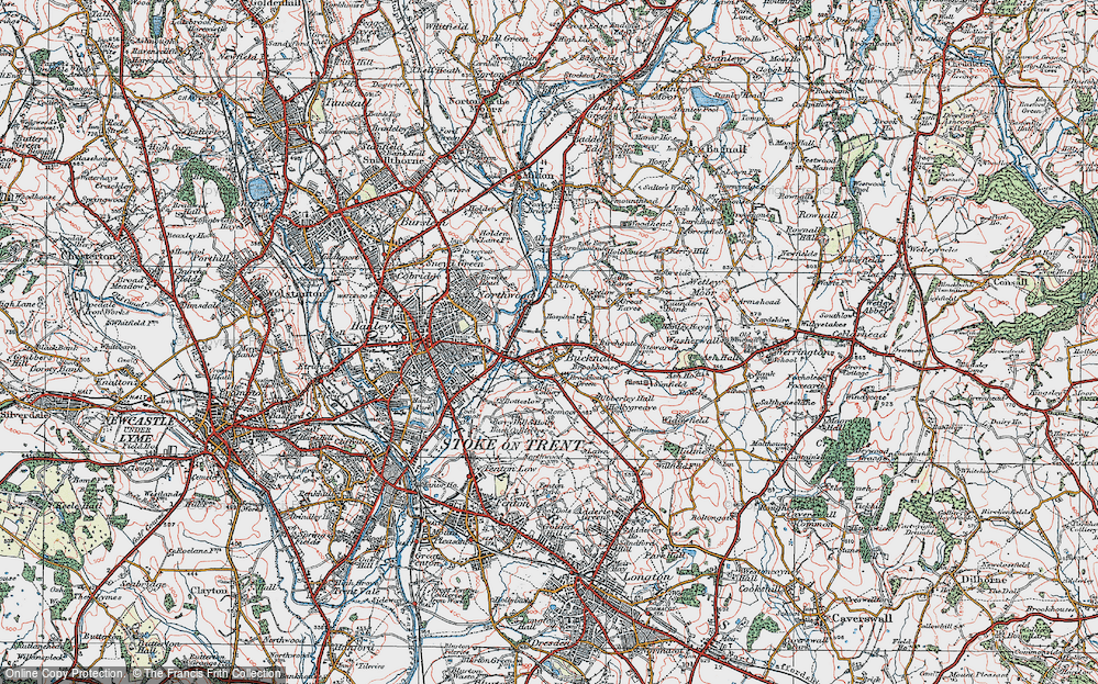 Old Map of Bucknall, 1921 in 1921
