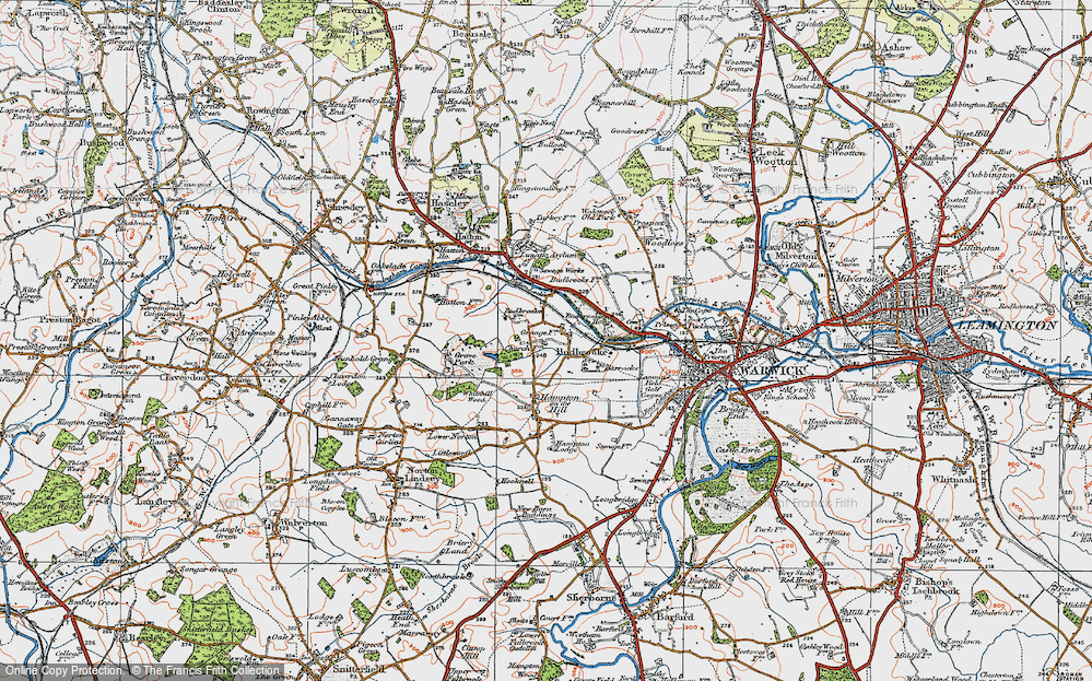Old Map of Historic Map covering Budbrooke Village in 1919