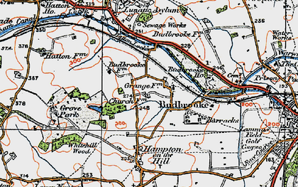 Old map of Budbrooke Village in 1919