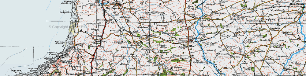 Old map of Langford Barton in 1919